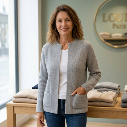 Fleur | Gilet Zippé en Maille Chaude à Poches