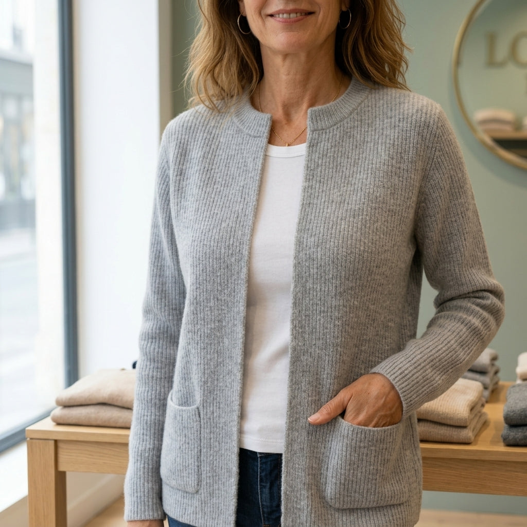 Fleur | Gilet Zippé en Maille Chaude à Poches