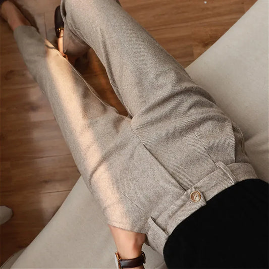 Theo | Élégant pantalon en pure laine, coupe ajustée