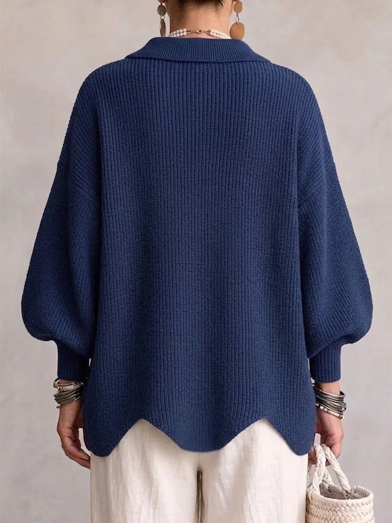 Isabelle | Cardigan Oversize à Col avec Gros Boutons Métalliques